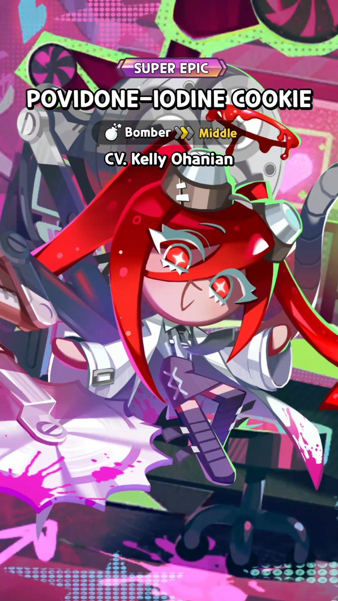 "Kya ha ha! YOU want me to explain MY research?" Meet #PovidoneIodineCookie, anomaly researcher extraordinaire, in #CookieRunKingdom!💉 #CookieRun #VoiceActor