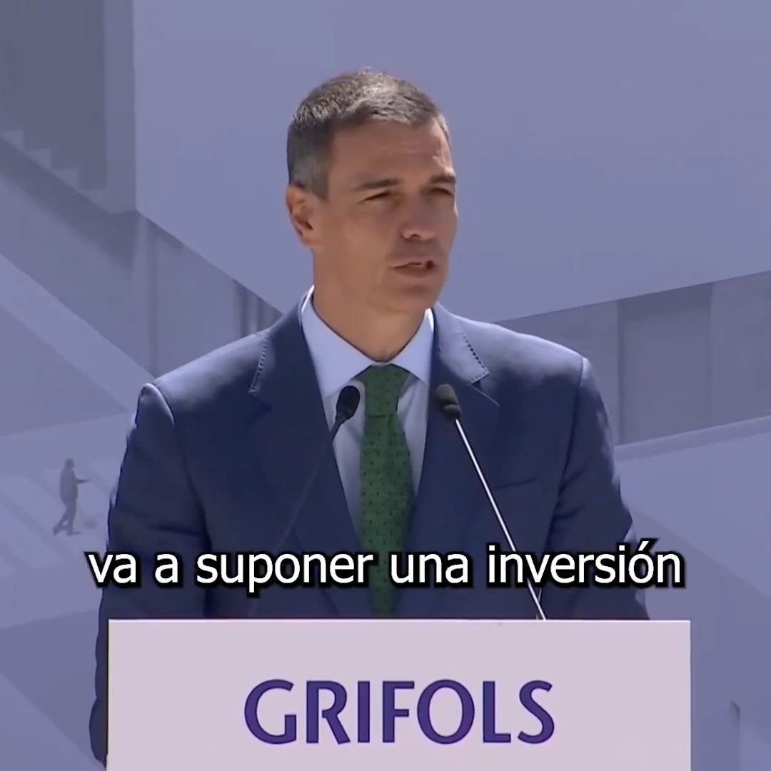 El presidente Pedro Sánchez ha asisitido a la colocación de la primera piedra de la planta de Grifols, en Barcelona. Una apuesta por la biomedicina más avanzada en España. Con una inversión de 160 M€, este proyecto generará 400 empleos directos y más de 1.000 indirectos.