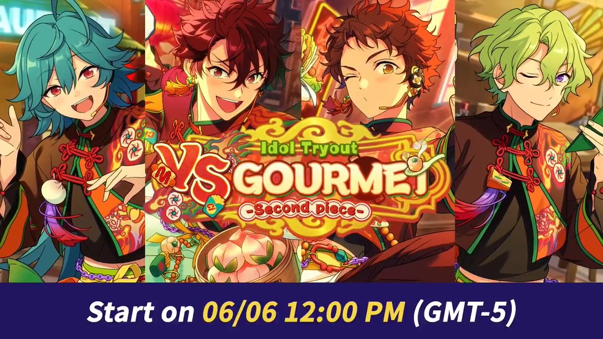✨PV Release: Idol Tryout: VS GOURMET -Second piece- The long-awaited tryout show 4piece has finally kicked off! Chiaki, Mitsuru, and the others have been assigned to the second venue, Gourmet Street, where each of them will run a restaurant in a showdown...