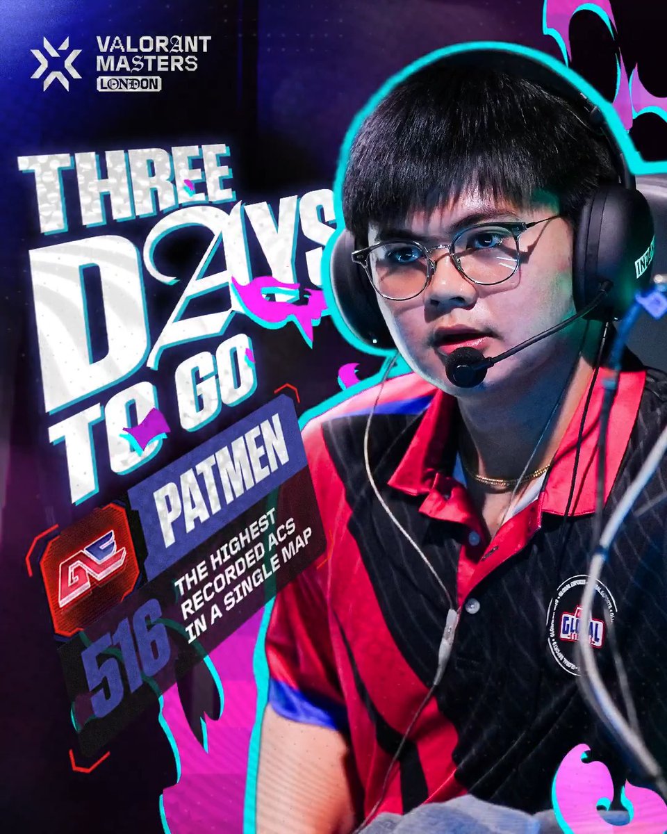 D-3️⃣ before #VALORANTMasters London! Pacific arrives with record-breakers, starting with GE PatMen and his 516 ACS single-map record.