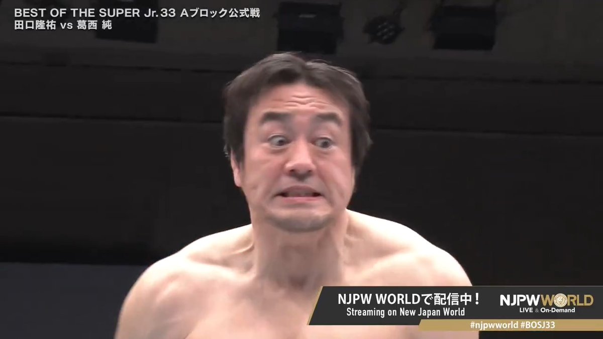 🏆BEST OF THE SUPER Jr.33🪽後楽園大会‼️ Aブロック公式戦‼️ 田口が葛西を田口ワールドへ引きずり込む🍑💥 🆚 田口隆祐（いわぬまＰＲ大使）※8/1まで中分け × 葛西純 「NJPW WORLD」で配信中📡 視聴＆登録⏩「NJPW WORLD」で検索 #njpwworld #BOSJ33