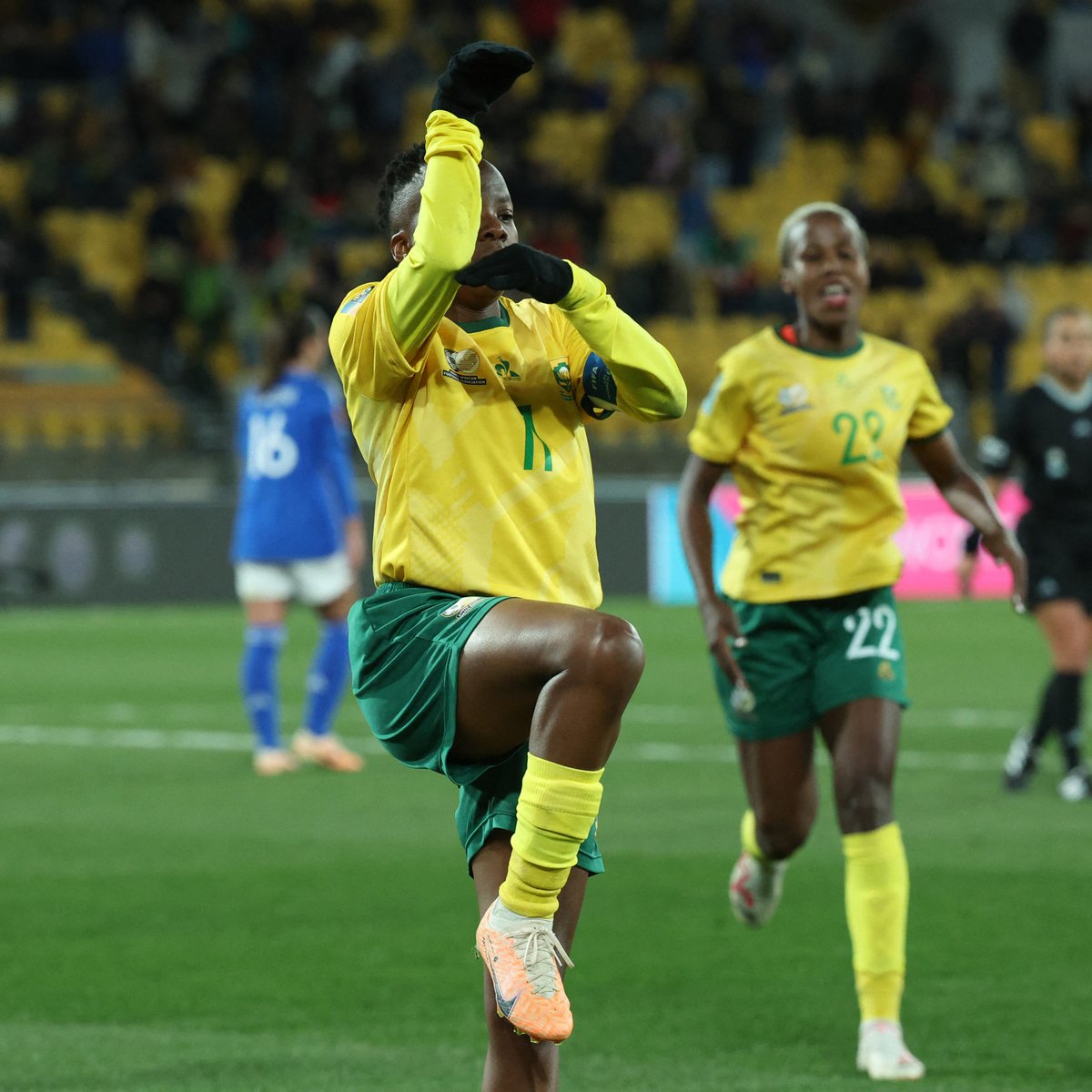 Goal 🤝 Celebration. Thembi Kgatlana does both! #FIFAWWC