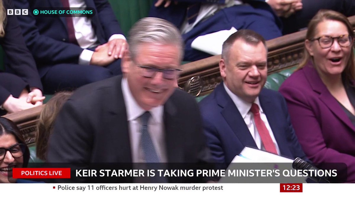 On Tony Blair’s “weapon of war” “essay”, Ed Davey asks, is the PM concerned that he’ll be remember as “neither radical nor sensible”? Starmer quips that he’s surprised Davey hasn’t done more to welcome savings for family fun days and “soft play” #PMQs