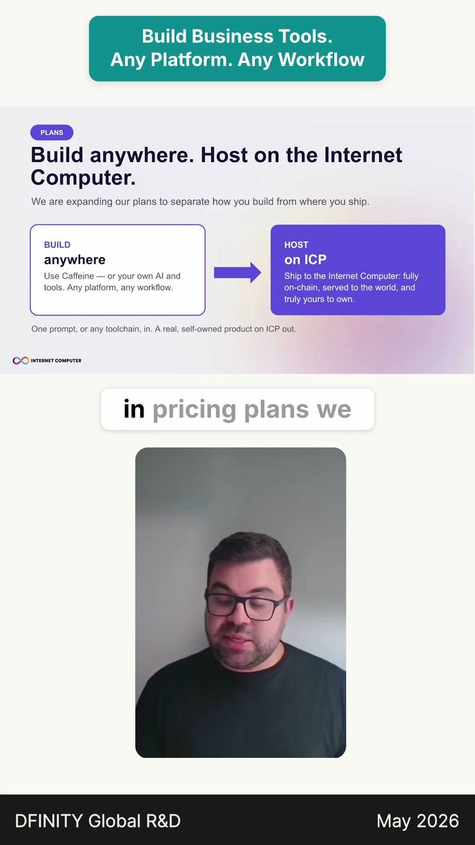 Caffeine is separating how you build from where you ship. Build with any AI and toolchain, then host a real, self-owned product on the Internet Computer. New plans, new ways to build, plus collaboration coming soon.