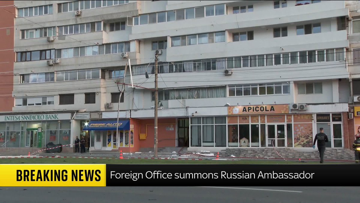 The UK foreign office has summoned the Russian ambassador after a drone strike hit a residential building in Romania, a NATO territory, last week. A foreign office spokesperson said this is a 'reminder of the threat that Ukrainian civilians have to endure on a daily basis.'