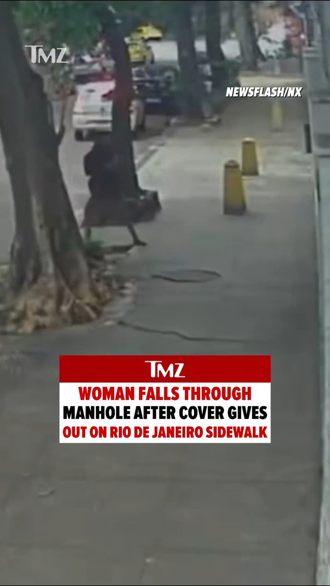 A woman was seen on video falling into a manhole in Rio de Janeiro, Brazil, after the cover unexpectedly gave way as she stepped on it.