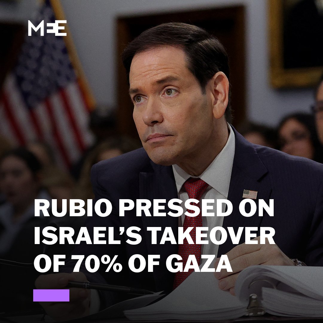 During a hearing at the House Appropriations Committee, US Secretary of State Marco Rubio didn't respond to Israeli's Prime Minister Netanyahu directive to the Israeli forces to "seize 70% of Gaza".