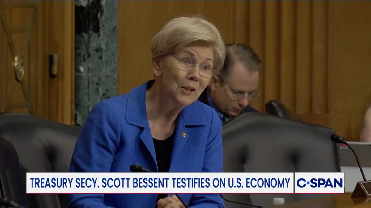 Heated exchange between Elizabeth Warren &amp; Treasury Secretary Scott Bessent on stock trading for Trump &amp; Members of Congress. "If this body wants to ban individual stock trading, which I would advocate for yourselves, start there. If you want legislative action to continue, that's your prerogative."