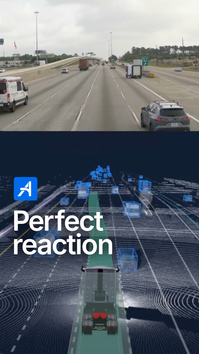 Safer roads start with systems that never get distracted. The Aurora Driver is designed to stay attentive to the full environment around it, even when a highway moment changes fast.