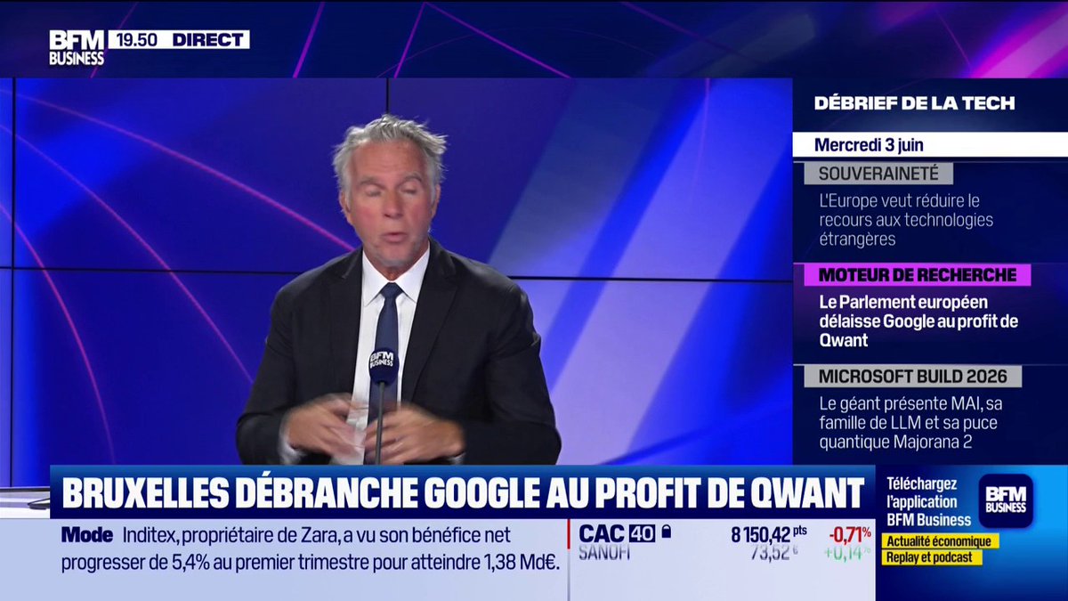 Bruxelles débranche Google au profit de Qwant ➡️ Le Parlement européen délaisse Google au profit de Qwant. "C'est plutôt un signal donné qu'une vrai décision pour dire que l'on travaille sur la souveraineté numérique" 💬Frédéric Simottel 🎙️François Sorel