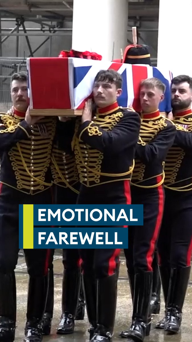 Boots carried by her horse🕊️ An emotional farewell was bit to Lance Bombardier Ciara Sullivan as her coffin travelled to The Guards Chapel