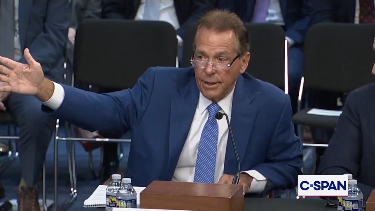 Nick Saban claims college football teams have nearly $40 million rosters in testimony. 🎥: C-SPAN