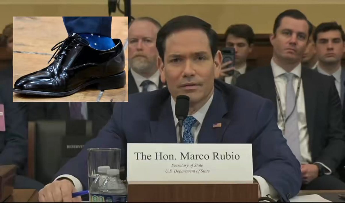 BREAKING: Marco Rubio caught lying under oath about his shoes. LOCK HIM UP! LOCK HIM UP! LOCK HIM UP!