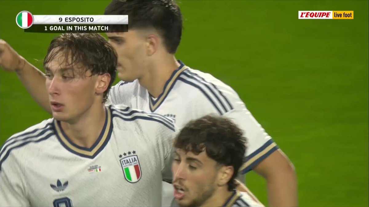 🇱🇺 - 🇮🇹 Francesco Pio Esposito délivre l'Italie en ouvrant le score de la tête ! Suivez le match en direct sur L'Équipe live foot #lequipeFOOT