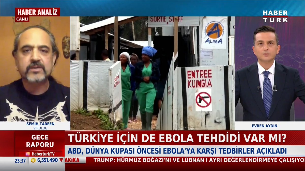 📌Dünyada Ebola endişesi büyüyor: Türkiye için de Ebola tehdidi var mı? Virolog Semih Tareen (Semih Tareen) #GeceRaporu'nda anlattı.