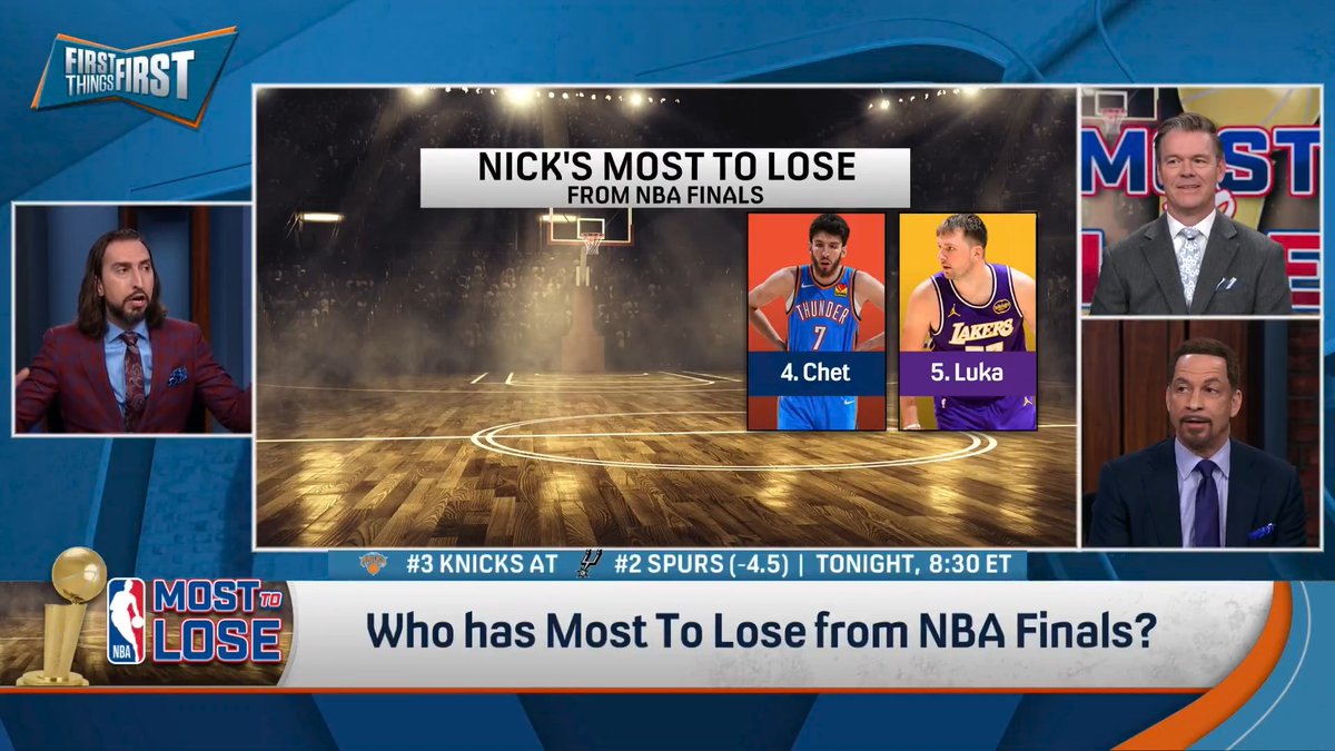 “#5 on Most To Lose, no matter who wins this championship, he has a lot to lose. The answer’s Luka Doncic.” nick wright breaks down who has the Most To Lose from the NBA Finals: