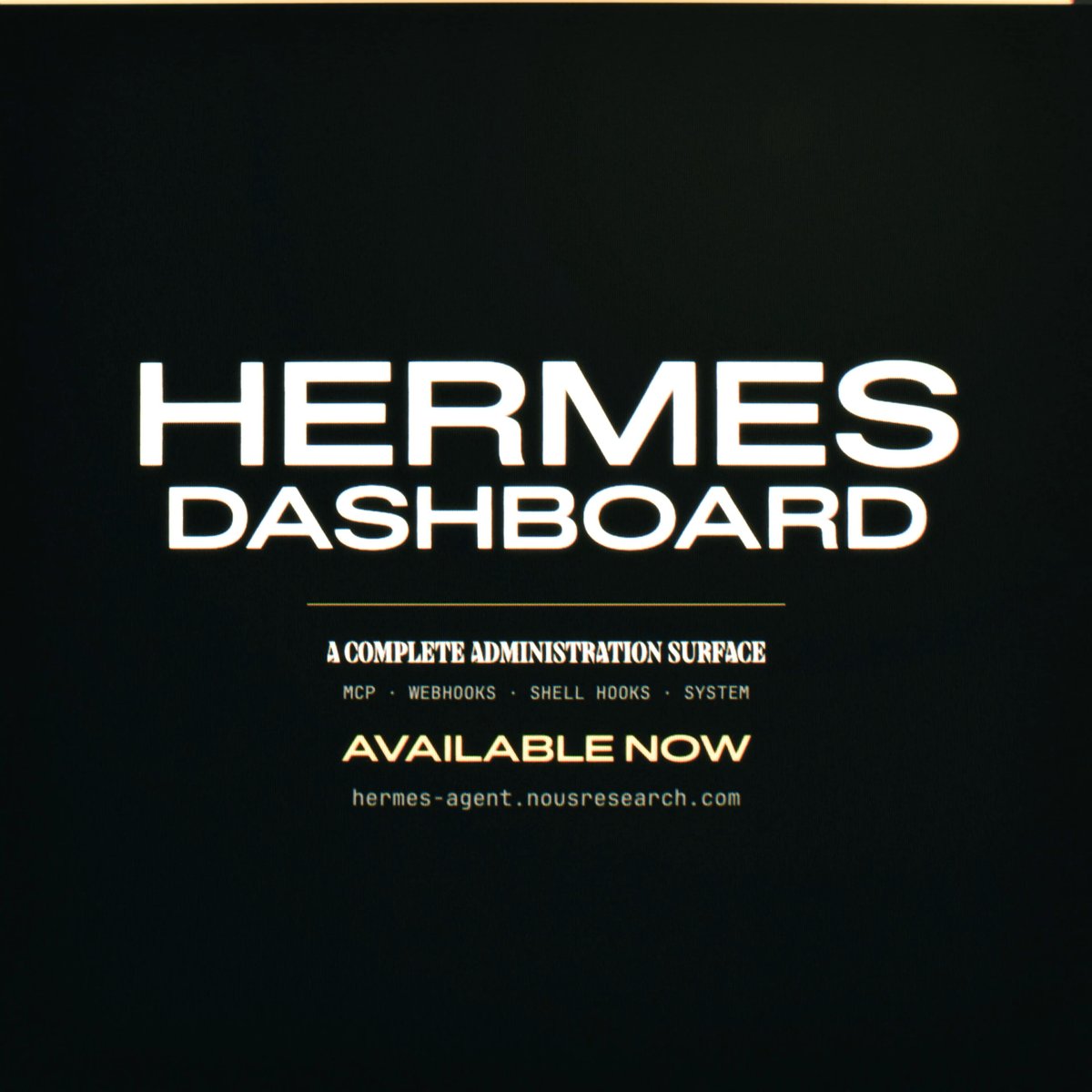 The Hermes Web Dashboard got a major overhaul: it is now a feature-complete admin panel that you can manage entirely from your browser.