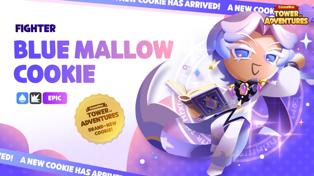 "Royalty must lead by example!" The perfectionist vice president of the Royal Creamia Academy's student council! 🖋️ Meet Blue Mallow Cookie and experience his adventures full of burning passion, hidden behind noble dignity! ✨ #CookieRun #TowerOfAdventures #Update