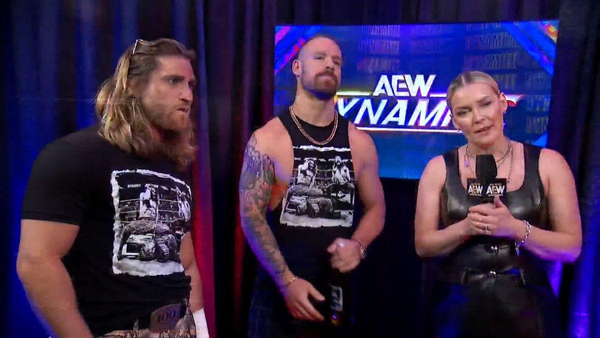 The celebration continues for The Dogs (Clark Connors and David Finlay), and yes, they brought their own kazoos! But the Matt & Nick Jackson are ready to weigh in on their #AEW World Tag Title ambitions! Watch #AEWDynamite LIVE on TBS + HBO Max