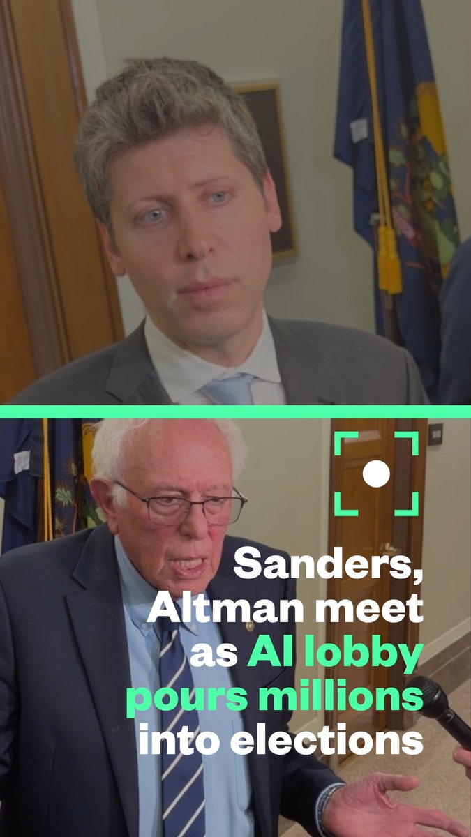 Sen. Bernie Sanders (I-VT) and OpenAI CEO Sam Altman met Wednesday evening, at Altman’s request, to discuss the senator’s proposal to transfer a 50% ownership stake in the largest AI companies in America to the public. This meeting comes as the AI lobby has been pouring hundreds of millions of dollars into primary elections across the country. As both men left the meeting, Drop Site’s Julian Andreone asked Altman whether it is ethical to pay legalized bribes to politicians whose intended purpose is to represent working-class constituents. Andreone then asked Sanders how it is possible to discuss in good faith with a person who is bribing lawmakers on their side of each relevant issue.
