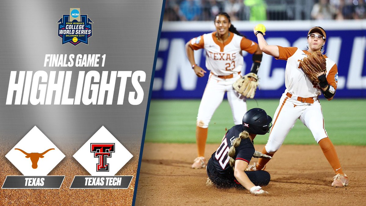 Women's College World Series Championship Finals game one highlights 🔥 Watch the full highlights from (1) Texas Softball's win over (3) Texas Tech. #WCWS