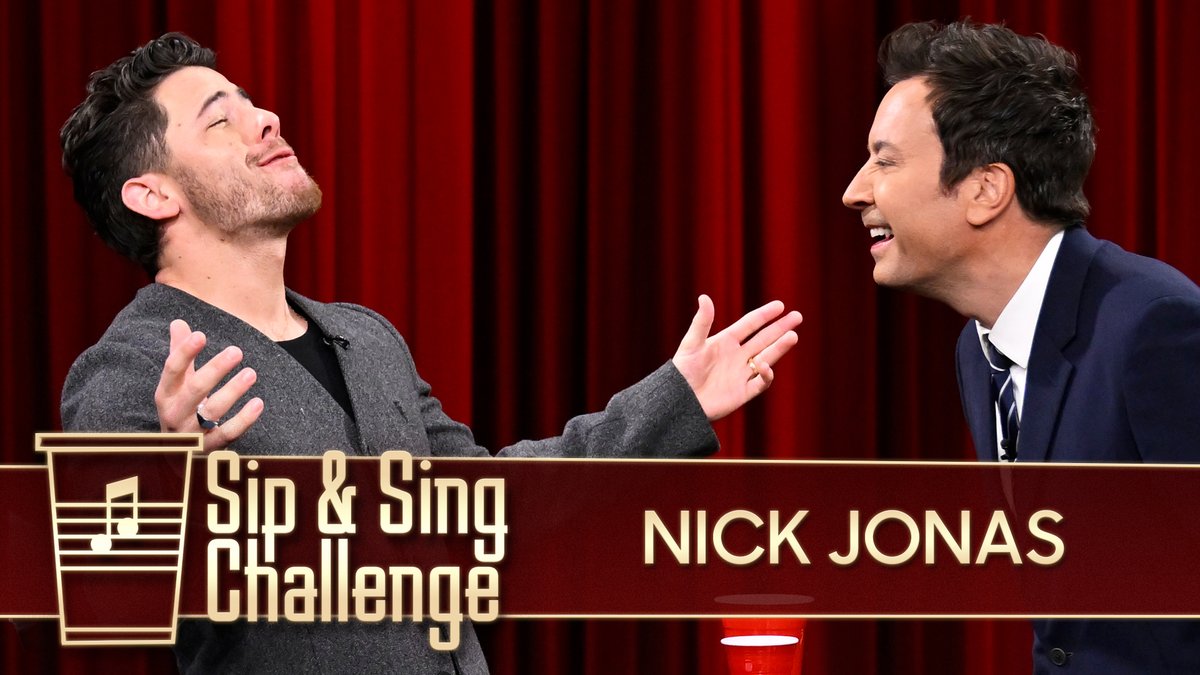 .Nick Jonas & Jimmy try to sing songs by Kelly Clarkson, Jonas Brothers, Earth, Wind & Fire and more in the Sip and Sing Challenge! #FallonTonight