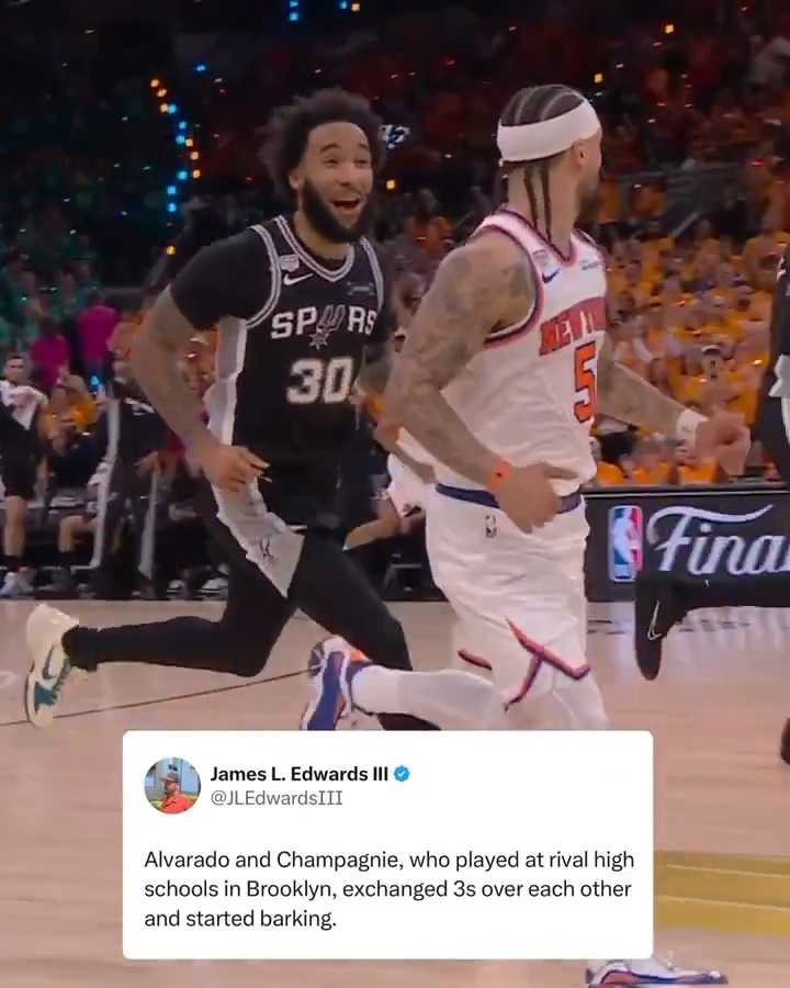 From high school rivals to the NBA Finals 🔥 Julian Champagnie and Jose Alvarado have been going at it for years. (h/t: James L. Edwards III)