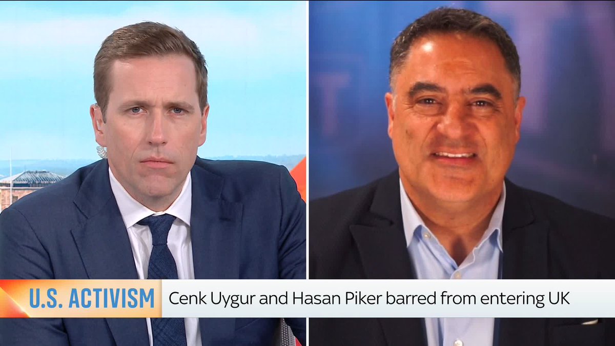 "If I step out on London streets, is mayhem going to break out?" Cenk Uygur tells Wilfred Frost, "there is no question" that he has been banned from entering the UK because of his views on Israel.