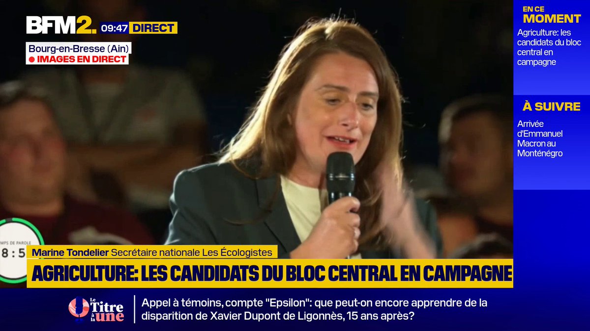 "On est dans un pays qui manque de débat politique" Présidentielle: Marine Tondelier "regrette" que les autres candidats, présents à la clôture du congrès des Jeunes agriculteurs, aient refusé de débattre #BFM2