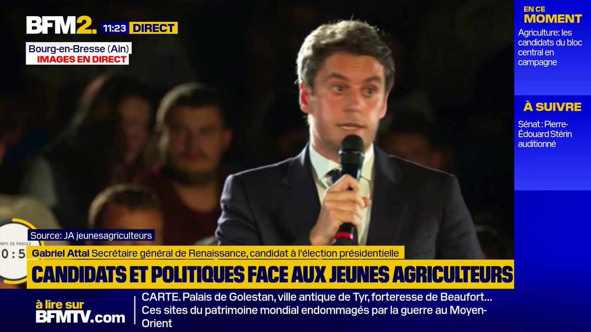 💬 "Manifestement, l'évènement n'était pas digne de Jordan Bardella ou Marine Le Pen" Gabriel Attal regrette l'absence des deux représentants du RN au congrès des Jeunes Agriculteurs #BFM2