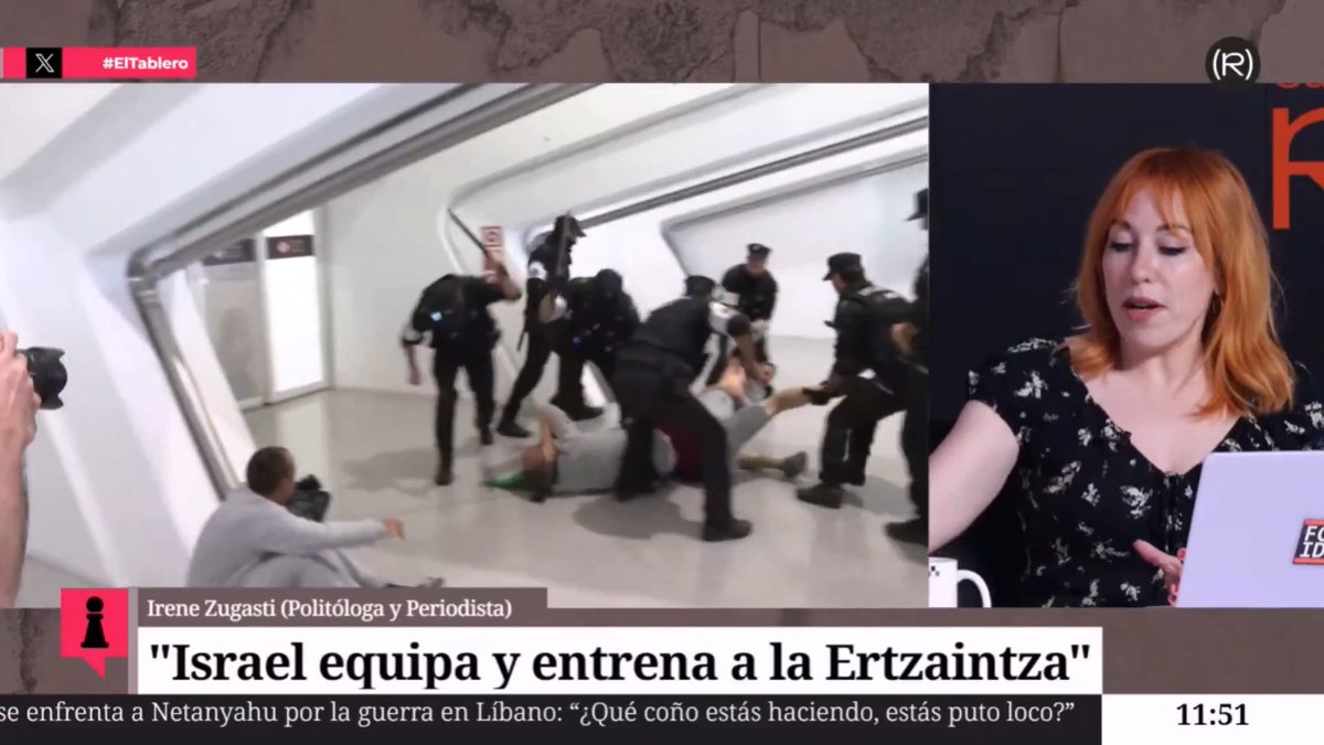 "Israel equipa a la Ertzaintza. Israel entrena a la Ertzaintza. Israel está en el núcleo de la Ertzaintza" Zugasti sobre represión y protesta en el País Vasco 👇🏽 📺 EL TABLERO |