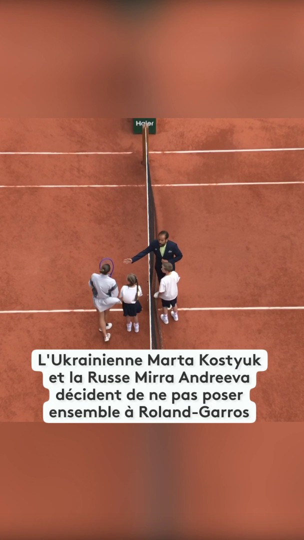 Roland-Garros : l'Ukrainienne Marta Kostyuk et la Russe Mirra Andreeva décident de ne pas poser ensemble pour la photo d'avant-match.