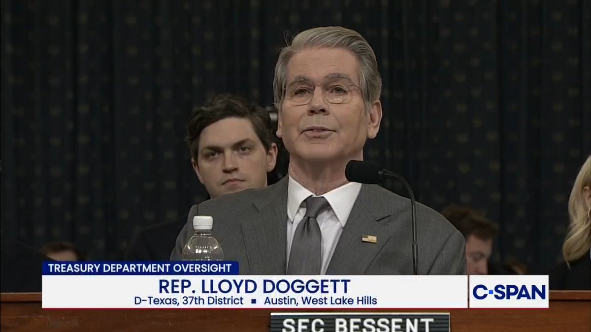 .Lloyd Doggett: "Has the IRS recommended that any taxpayer be granted immunity from an audit of their taxes? Secretary Bessent: "Again, I'm unable to answer that." Rep. Doggett: "You can answer it; you refuse to answer it."