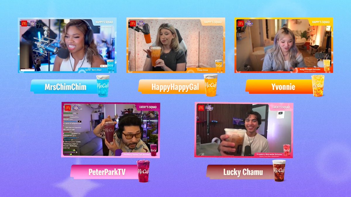 Only one team will walk away with the Sip Squad Trophy 🏆 Join big names on Twitch as they battle it out on Game Night, presented by McDonald's all-new drinks line up. Watch the stream on June 4 at 6-9PM EST