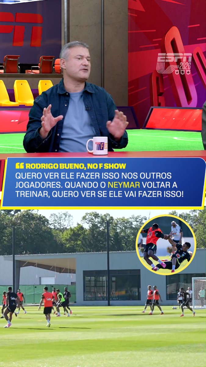 "QUERO VER ELE FAZER ISSO COM O NEYMAR!" 😳 Durante o F Show, Rodrigo Bueno soltou o verbo sobre a entrada de Casemiro em Endrick durante o treino da Seleção Brasileira. E para você, fã de esportes, a entrada foi desnecessária? #ESPN2026 #FutebolNaESPN #SeleçãoBrasileira #Neymar