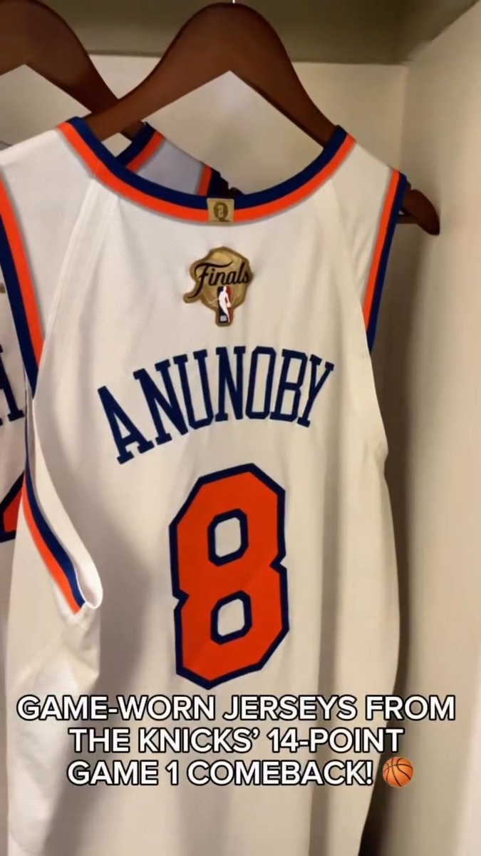 Brunson. Hart. Anunoby. The Knicks kept their streak going last night, and #SothebysNewYork has the complete set of game-worn jerseys from the incredible Game 1 of the NBA Finals. Bidding opens 30 June and these could be yours. 🏀 Register now >>