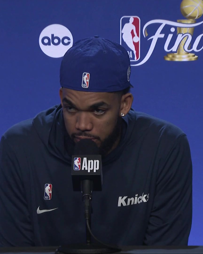 Karl-Anthony Towns is asked about how important it would be for the Knicks to take a 2-0 lead in the series: "I don't think of anything like that. It's 0-0, the next game is the most important game of the year."