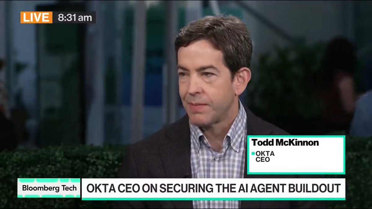 AI agents are only as powerful as their connections. The more they plug into your apps, data, and systems, the more value they unlock, and the more risk they introduce. ⚠️ Securing that ecosystem is our focus. CEO Todd McKinnon joined Bloomberg Bloomberg Technology to discuss how we’re delivering the blueprint for a secure agentic enterprise and why it’s becoming an essential framework for the AI era: #OktaSecuresAI