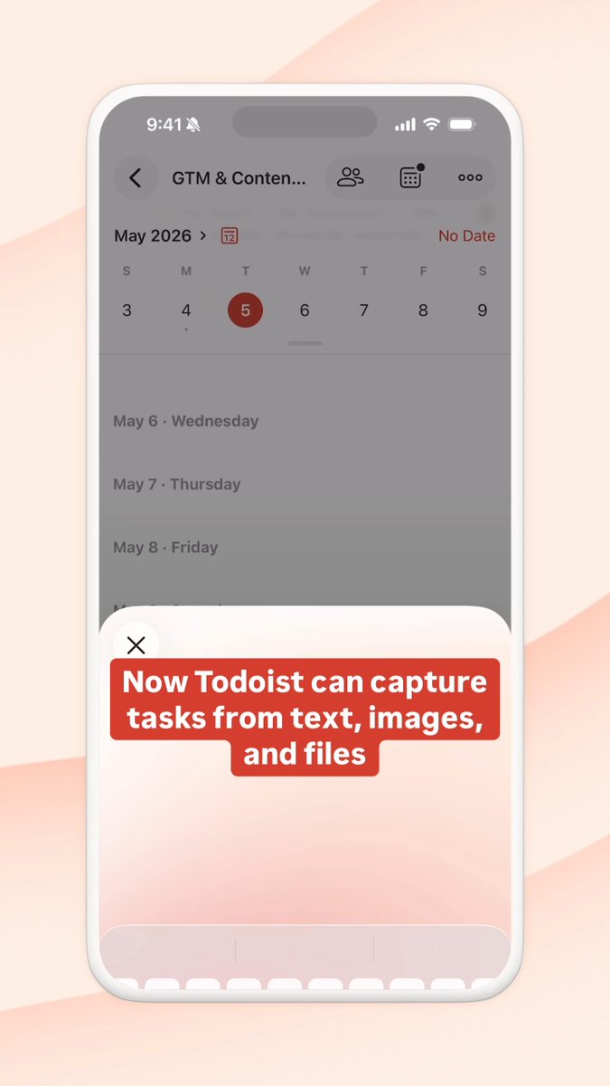 Now, Todoist can turn photos, copy-pasted text, and files into tasks for you automatically! With Task Capture, attach a photo, paste in text, or upload a document in "Quick Add." Todoist pulls action items for you and your teammates. Give Task Capture a try, now in public beta!