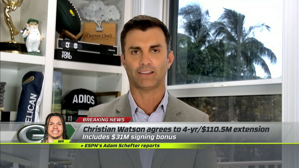 "This is about setting that core in place long term around Jordan Love." Jeff Darlington details the Packers re-signing WR Christian Watson 🏈