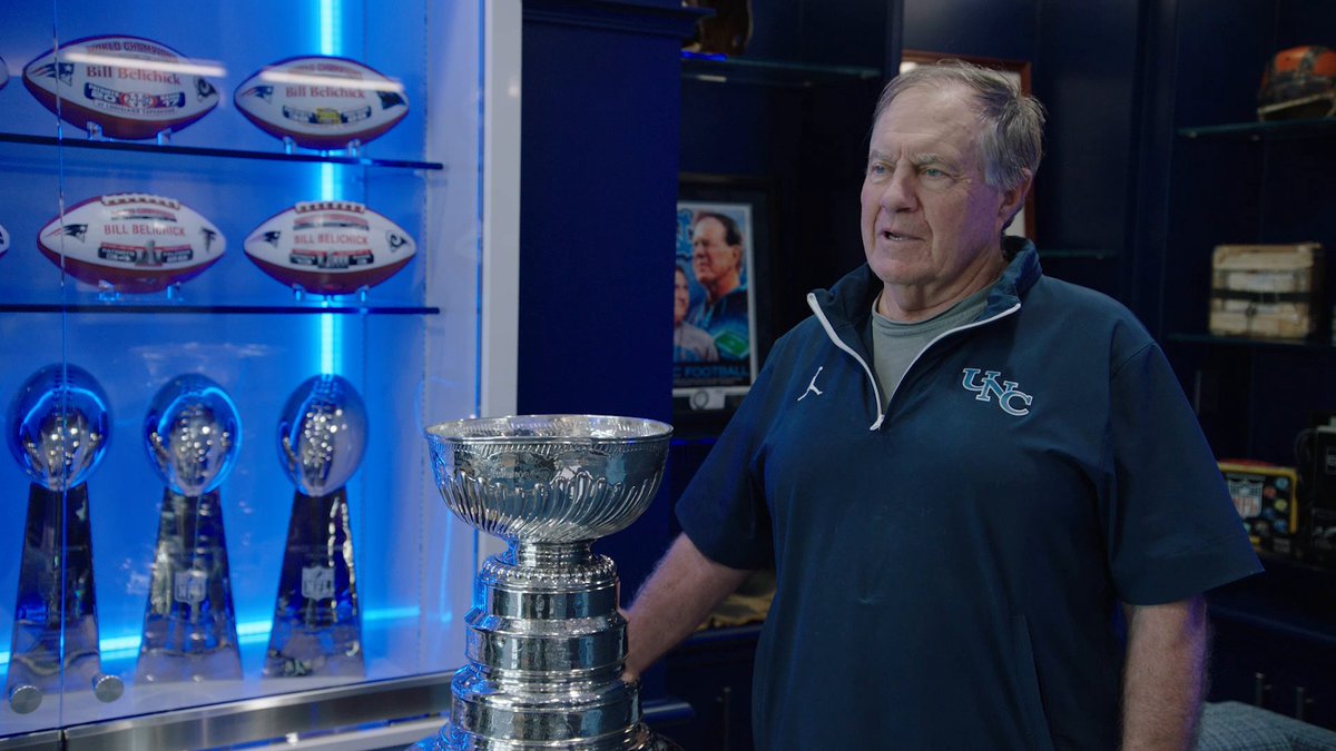 Bill Belichick, head coach of Carolina Football, met the #StanleyCup! 🏆 Watch Game 2 of the #StanleyCup Final between the Vegas Golden Knights and Carolina Hurricanes TONIGHT at 8p ET on ABC, Sportsnet, & TVA Sports!