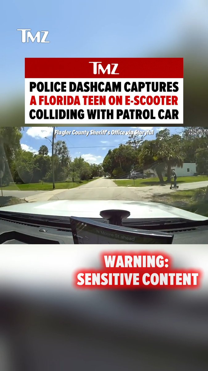 In Florida, a Flagler County Sheriff's patrol vehicle captured the moment a 15-year-old riding an electric scooter ran a stop sign and collided with the cruiser, with authorities sharing the footage as a reminder about e-bike and e-scooter safety. ⚠️ Trigger warning.