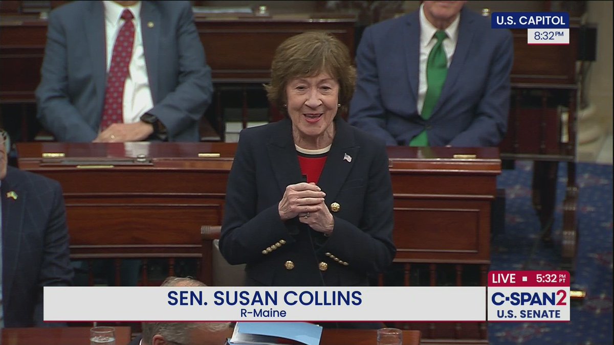 Today, I cast my 10,000th consecutive roll call vote, extending the unbroken voting streak that I have maintained throughout my entire Senate service. Mainers are known for their work ethic, and they deserve a Senator who works just as hard for them. Growing up in Aroostook County, I learned the value of hard work, perseverance, and honoring your commitments. I am proud to bring those values with me to the Senate every day. Representing the State of Maine is the honor of a lifetime, and I will continue to serve with the diligence and responsibility that Mainers deserve.