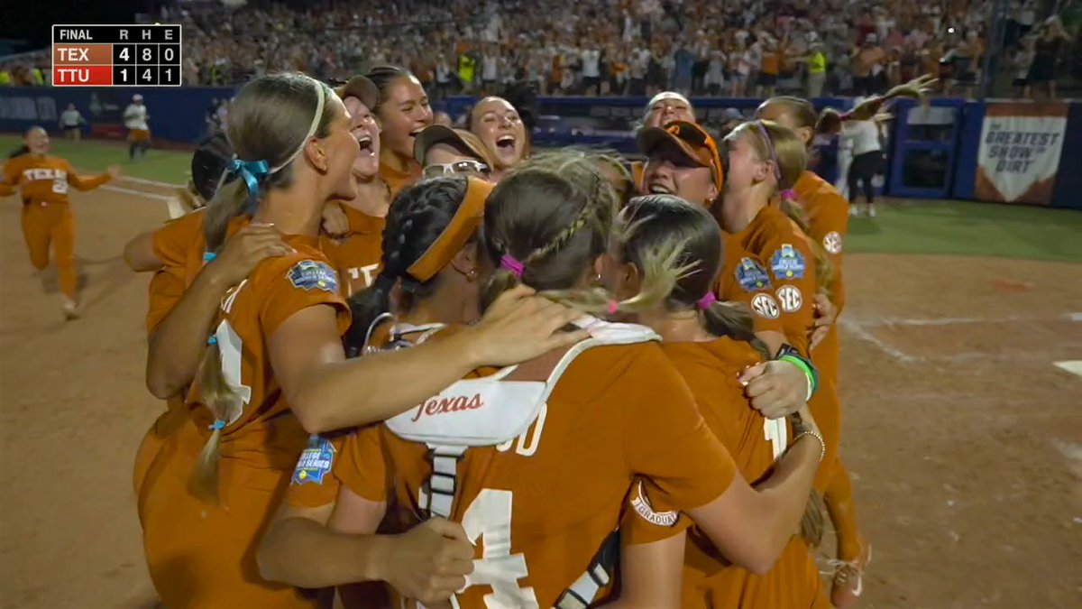 TEXAS TAKES IT IN TWO 🔥 THE LONGHORNS ARE WOMEN'S COLLEGE WORLD SERIES CHAMPS ONCE AGAIN 🏆🤘