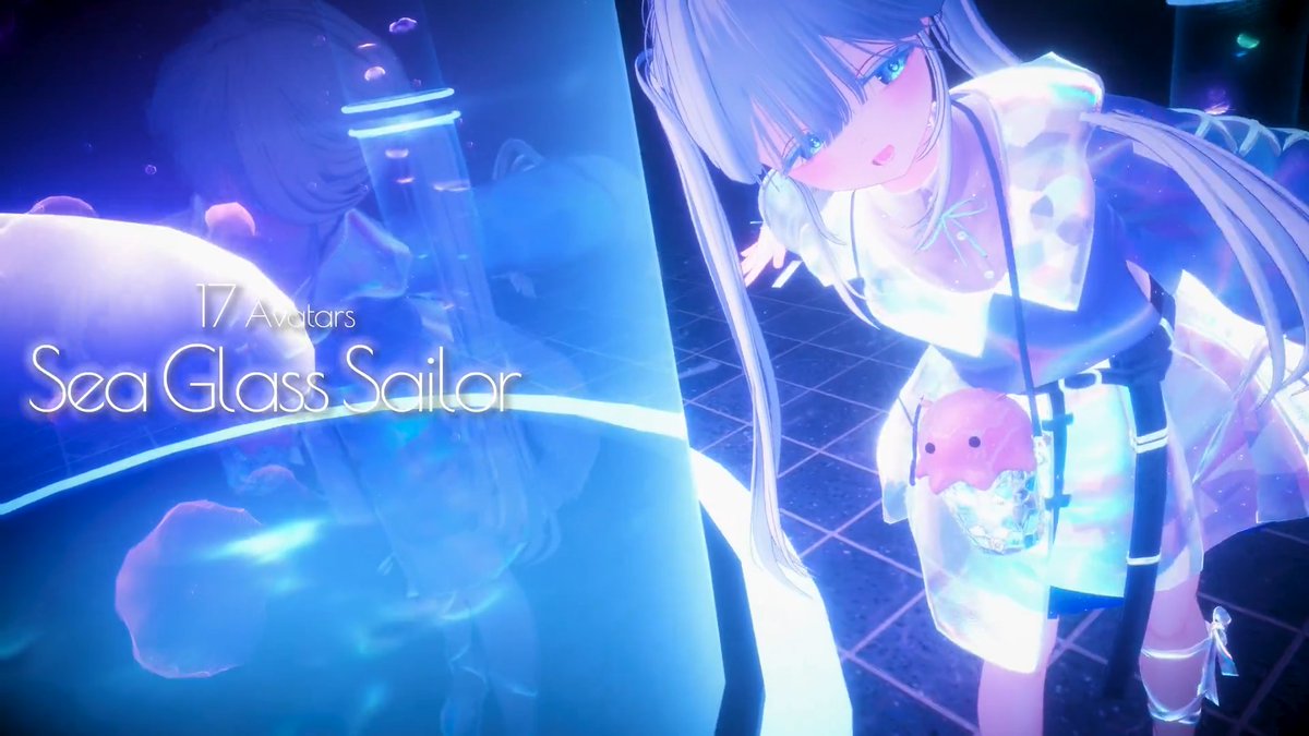 🌊20アバター対応🌊 🐙✨SeaGlassSailor ✨🐙 シーグラスのような透け感と、胸元のめんだこチャームが特徴のセーラー衣装です。 🎁抽選で3名様にプレゼント🎁 応募方法👇 RP＆いいね / フォロー / BOOTHで💖 ⌛6/8締切 🛒6/9まで発売記念セール実施中 #はるさめ雑貨店