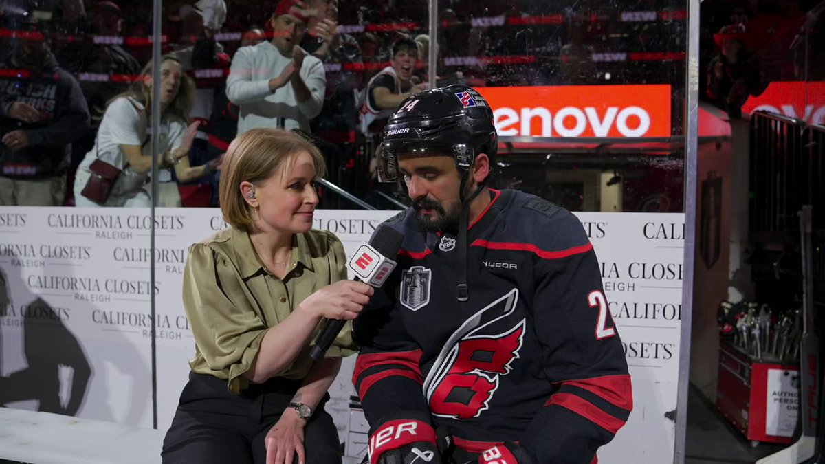 "We never got too high, never got too low. Just kept responding." Seth Jarvis joins Emily Kaplan after scoring the game-winning goal for the Hurricanes 🚨