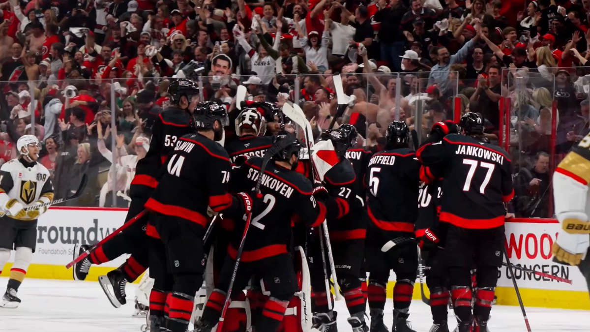 THIS ANGLE OF SETH JARVIS' OT GAME-WINNER 😮 #StanleyCup