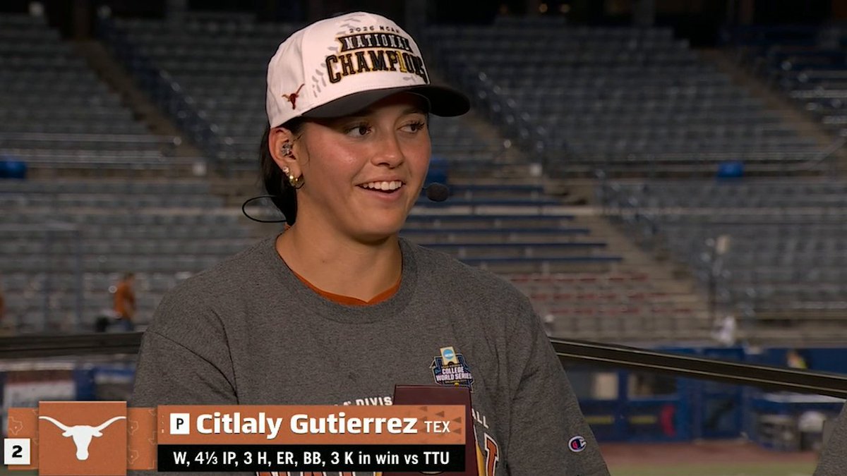 She got the start in Game 2 of the WCWS Finals. She came back in with the bases loaded and got Texas out of a jam. Citlaly Gutierrez is a BIG. GAME. PITCHER. 🤘🔥 Texas Softball