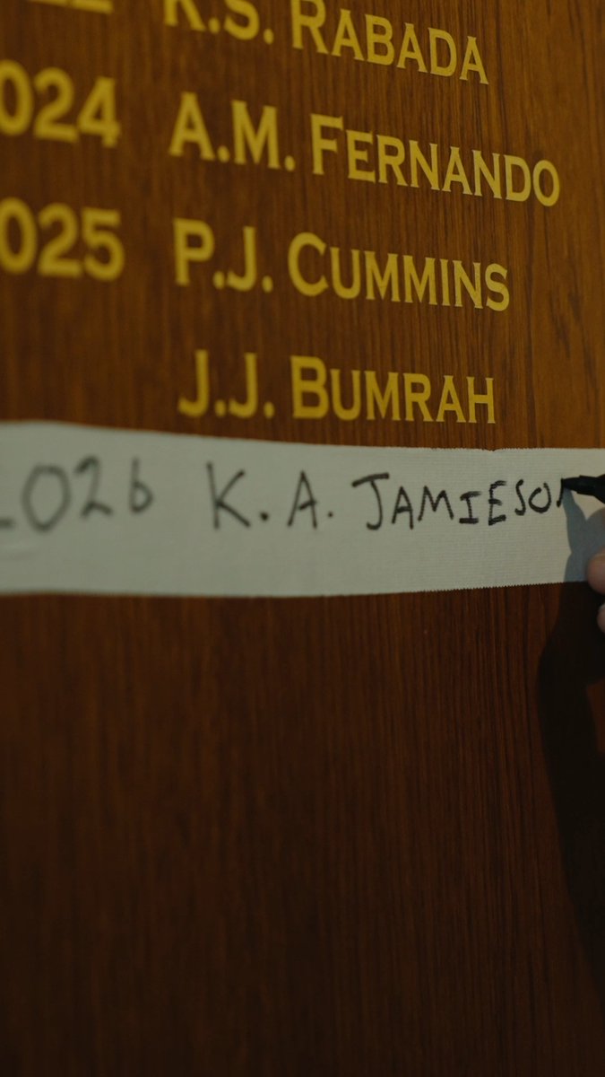 Kyle Jamieson on the honours board.