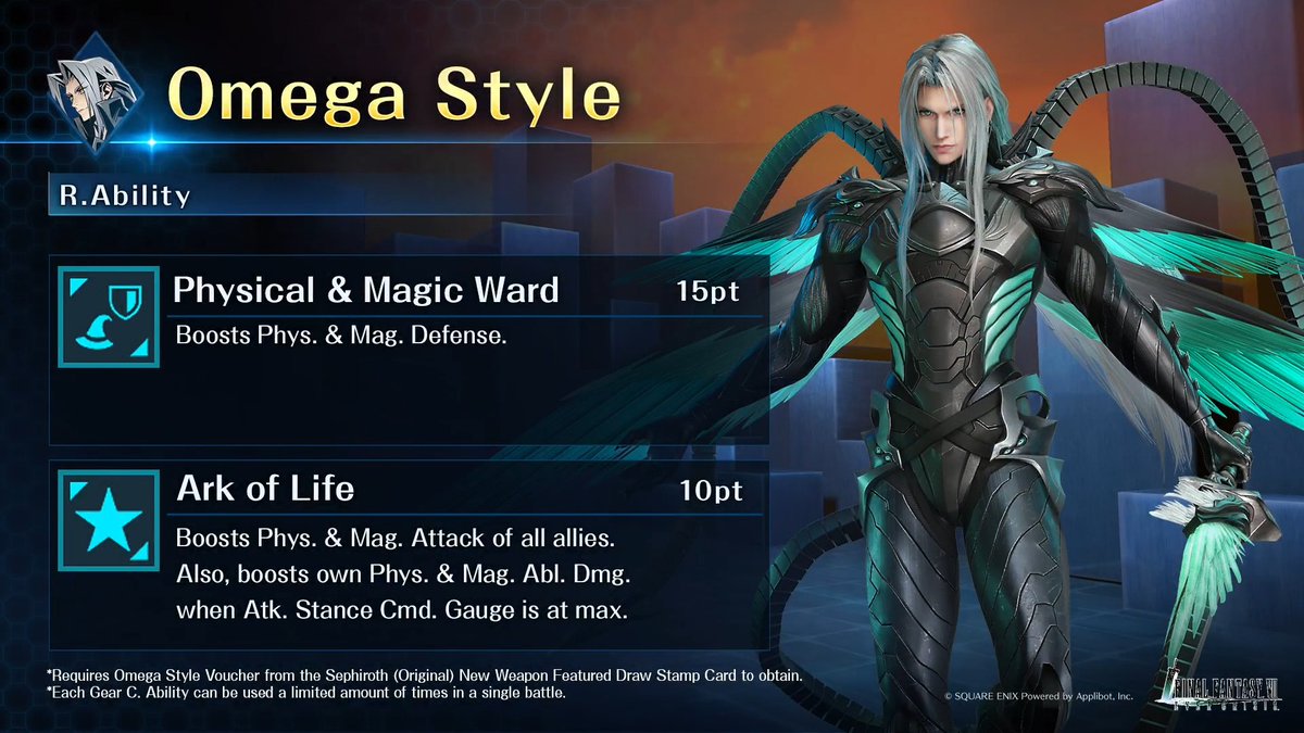 Check out Sephiroth (Original)'s Exclusive Gear! Get it from the Sephiroth (Original) New Weapon Featured Draw on the Stamp Card! #FF7EC #FF7EverCrisis #FF7